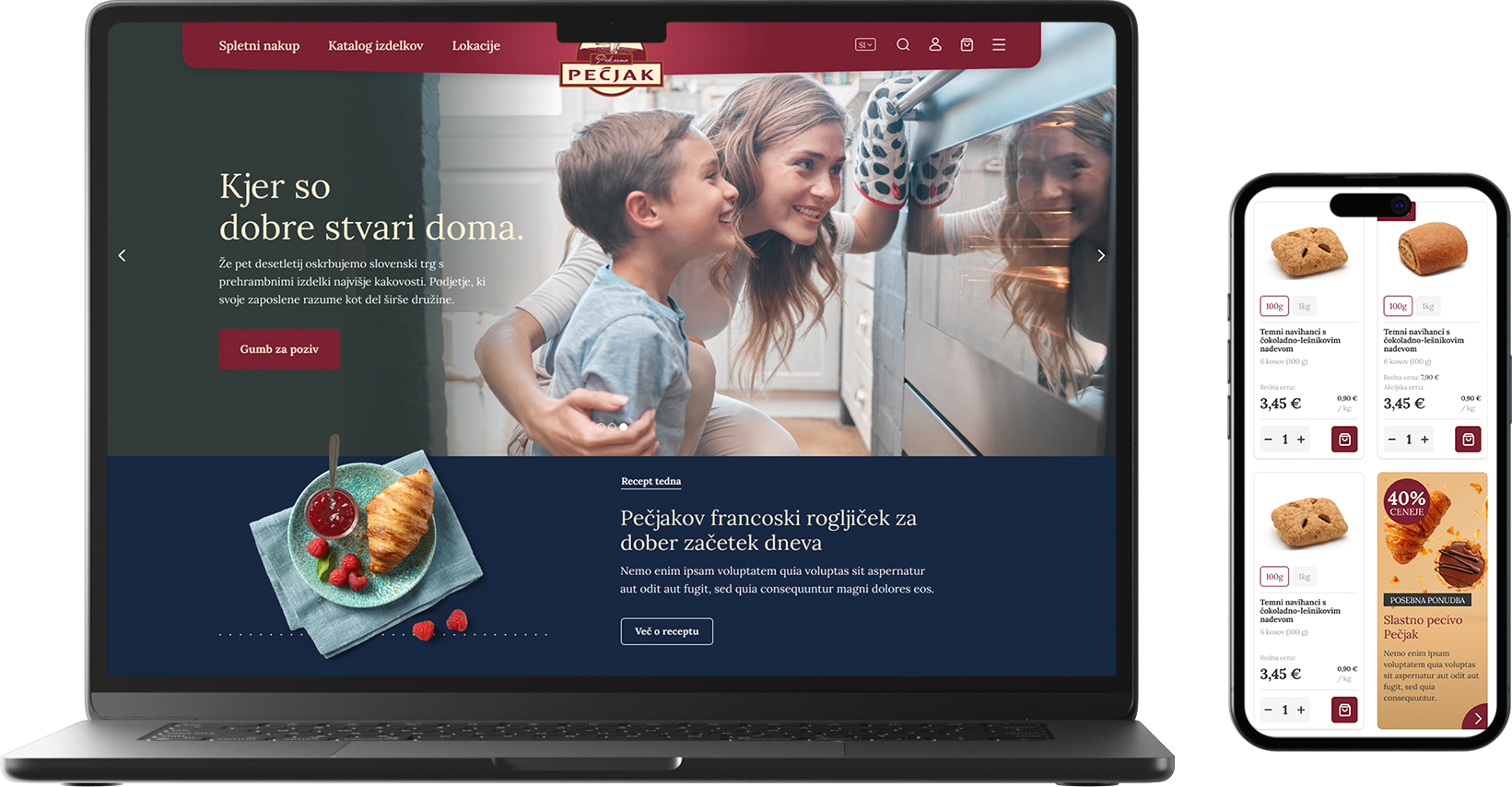 Existing Pečjak desktop and mobile portfolio mockups