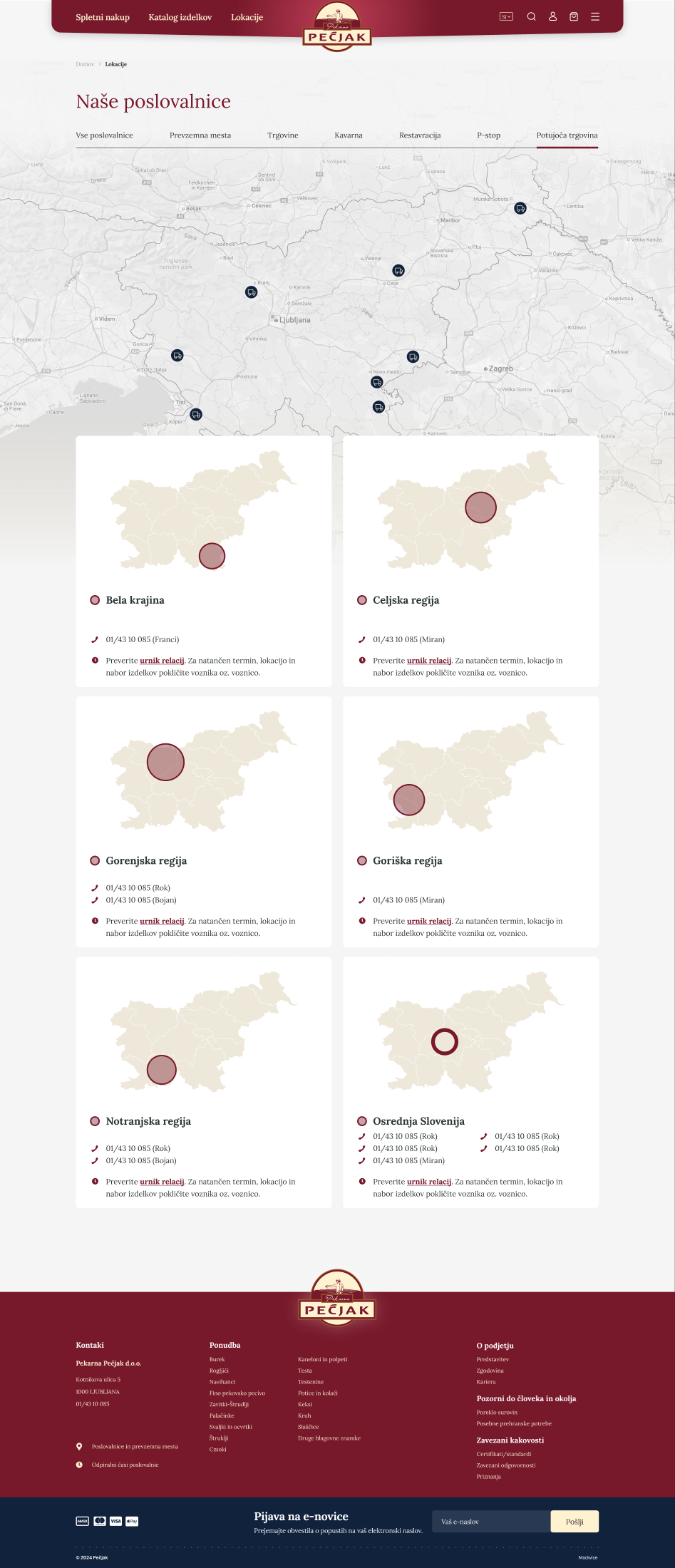 Pečjak service regions UI moment