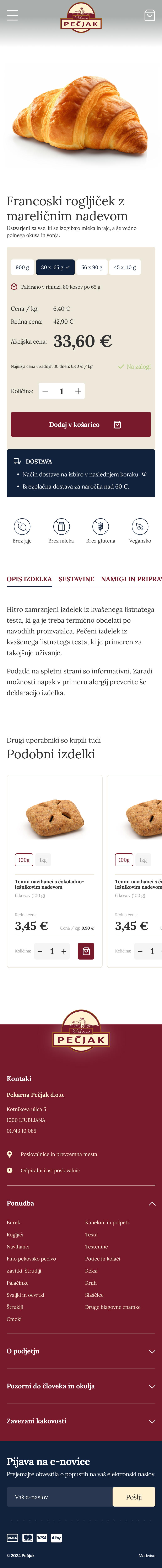 Final Pečjak mobile interface